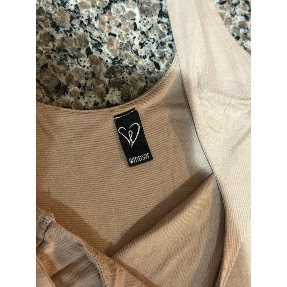Windsor Tan Bodycon Maxi Dress Size M Scoop Neck Sleeveless D691 - Picture 3 of 6